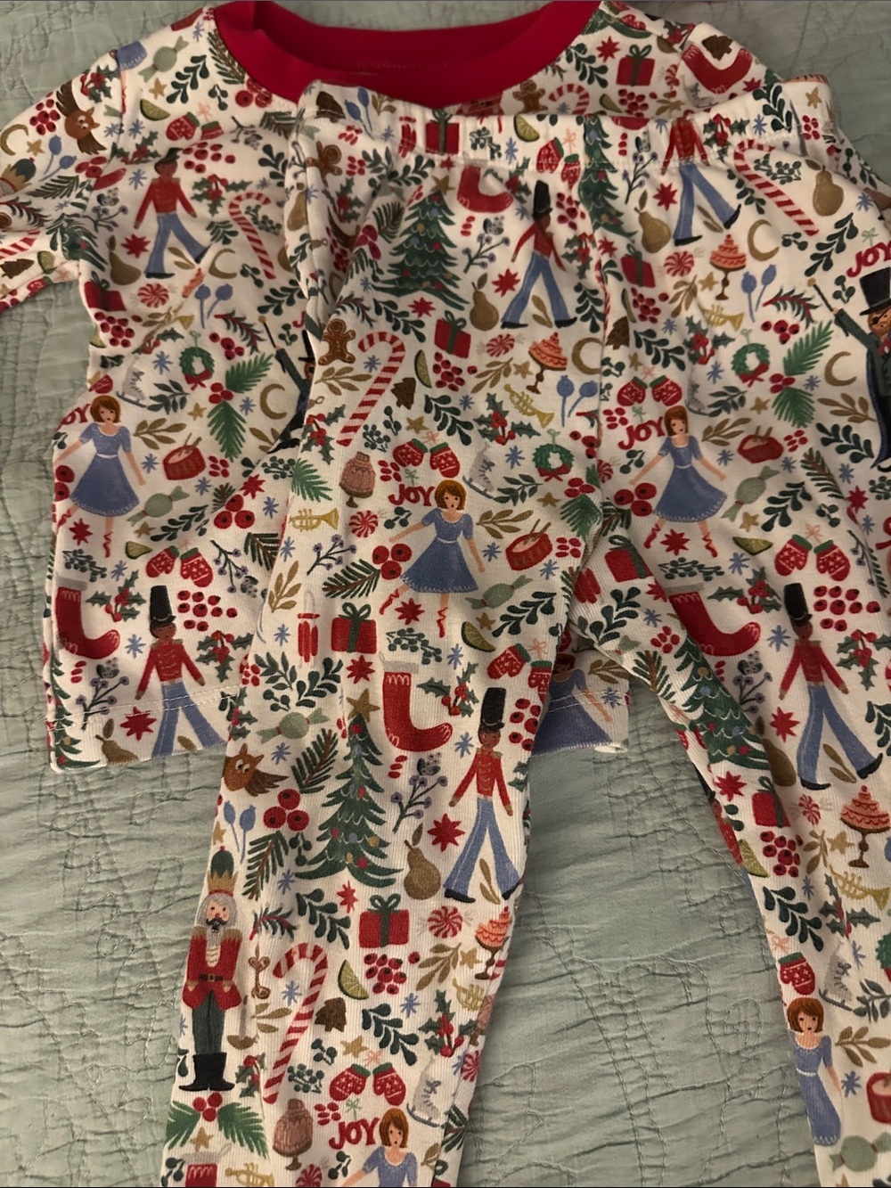 PB Kids and Rifle Paper Co Holiday Nutcracker Pajama Set - White & Red Trim